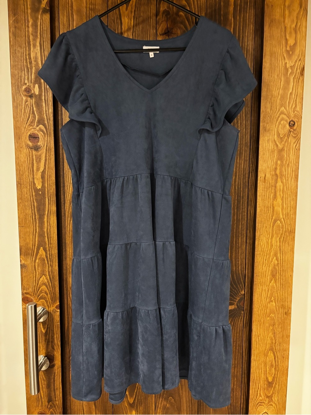 Voy Boutique Faux Suede Ruffle Peplum Dress Medium